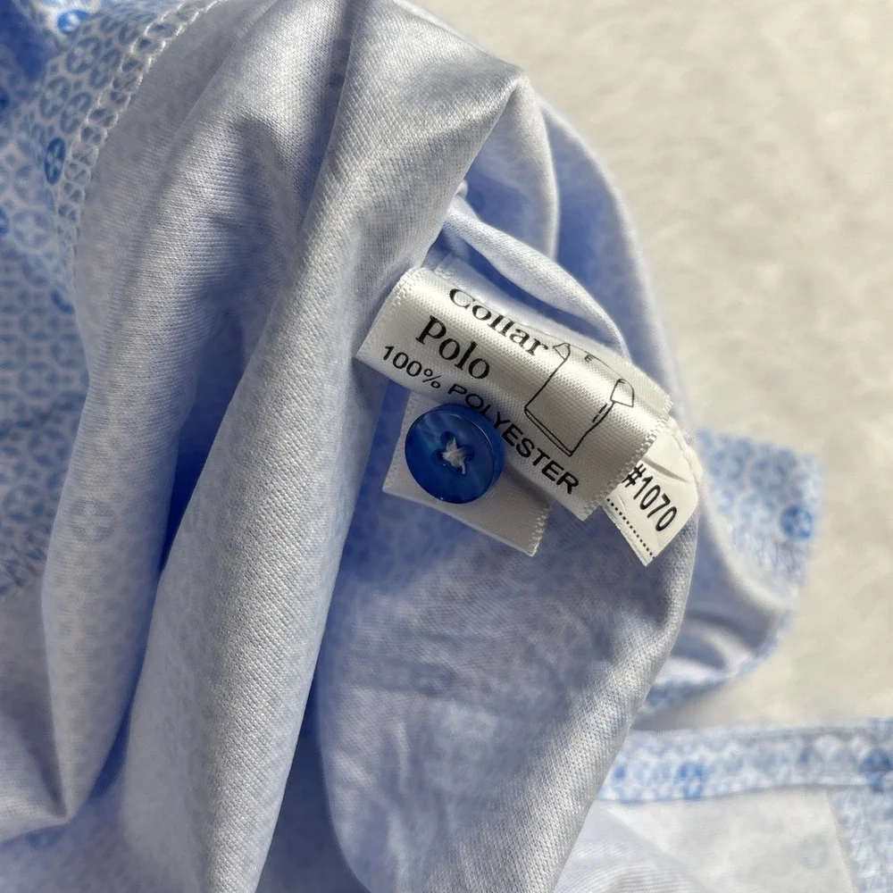 Collars and Co NWT Semi-Spread Collar Polo Medallion Sky Blue - Size Medium - Picture 3 of 7